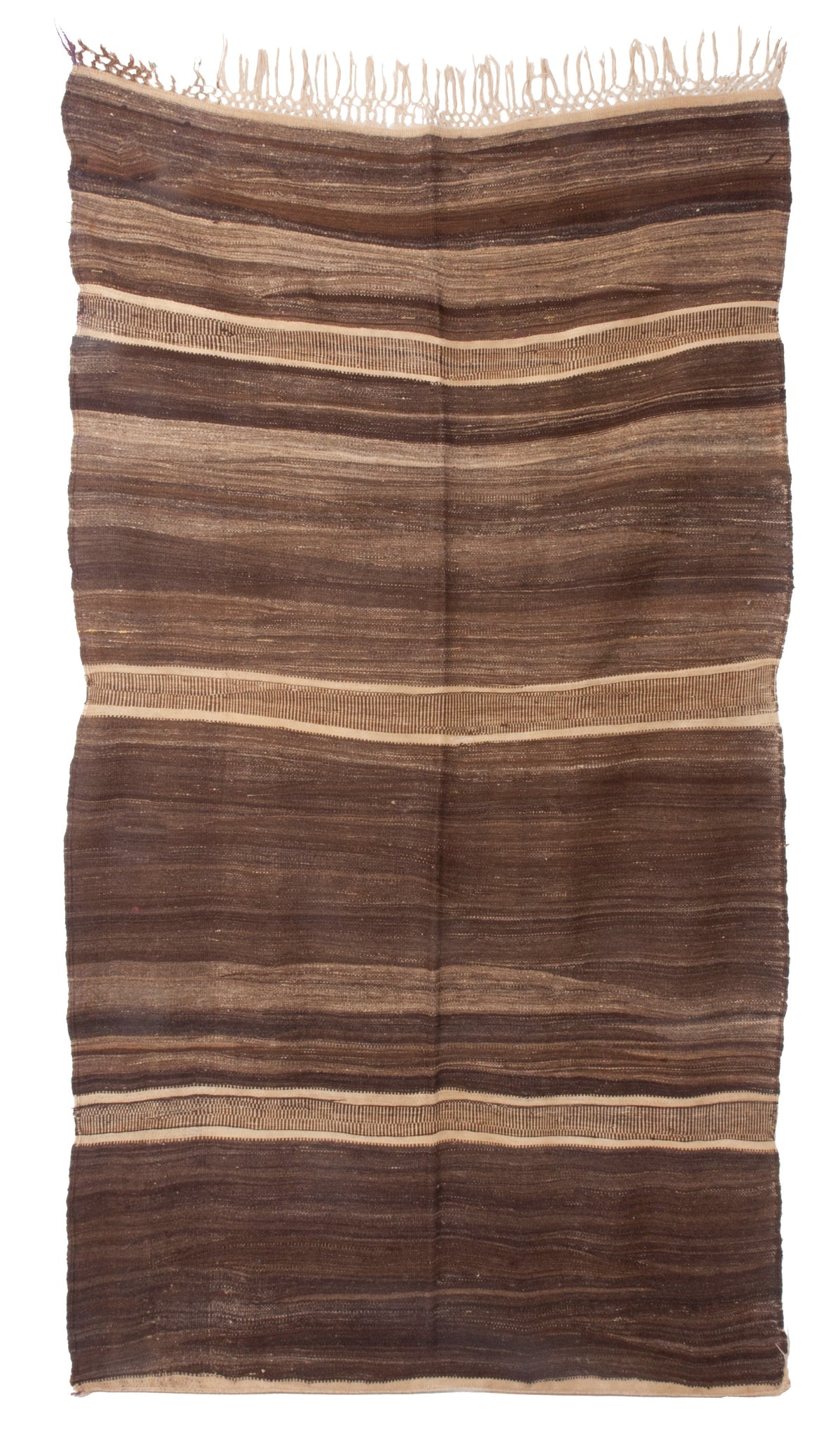 K04 Brown Striped Vintage Moroccan Kilim, 255 × 150 cm — view 1