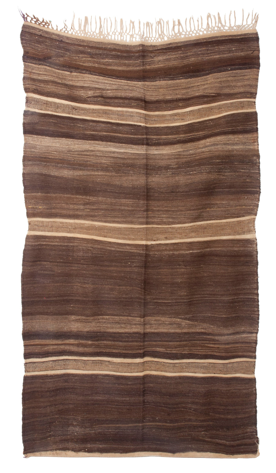 K04 Brown Striped Vintage Moroccan Kilim, 255 × 150 cm — view 1