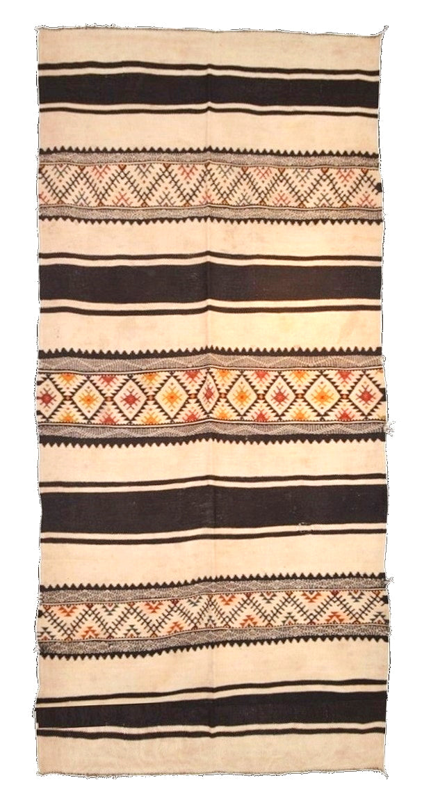 K06 Colorful Band Vintage Moroccan Kilim, 340 × 145 cm — view 1