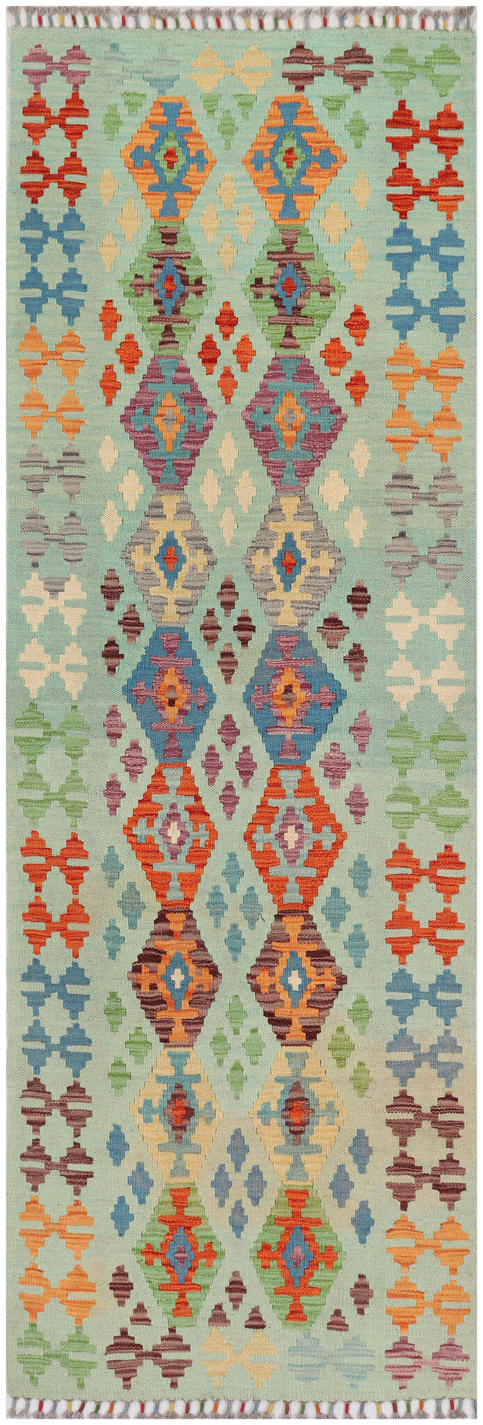 Mint Multicolor Motif Kilim Runner, 234 × 80 cm — full view