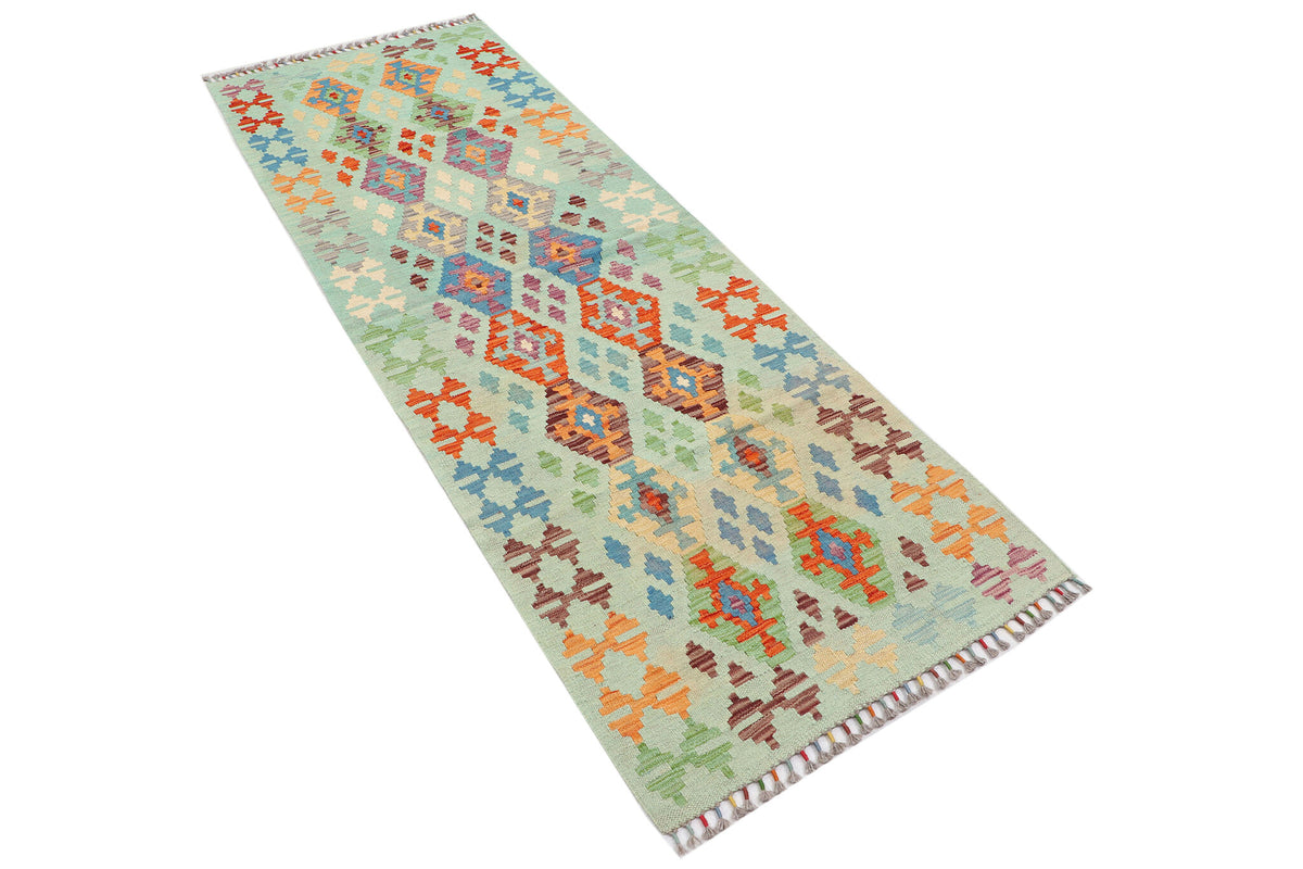 Mint Multicolor Motif Kilim Runner, 234 × 80 cm — detail 1