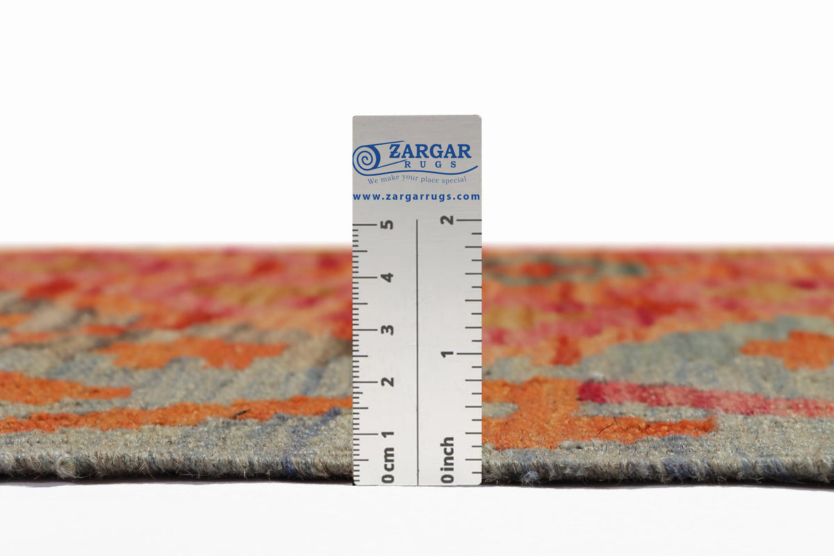 Orange and Blue Diamond Kilim Runner, 200 × 62 cm — detail 4