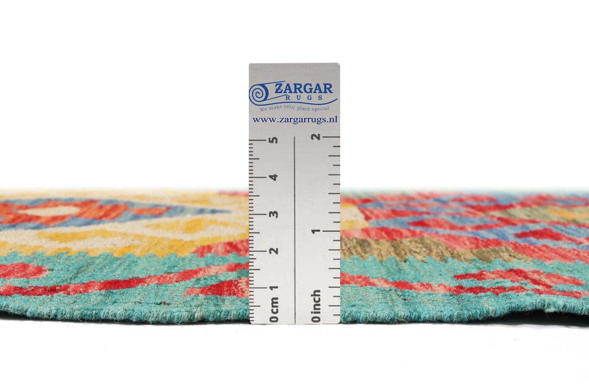 Turquoise Kilim Runner with Large Diamonds, 207 × 58 cm — detail 2