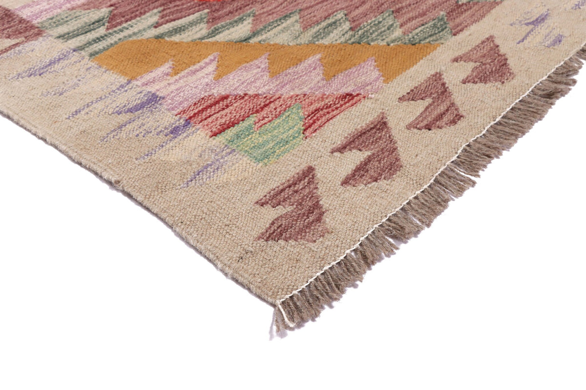 Colorful Jagged Diamond Kilim Runner, 295 × 80 cm — detail 1