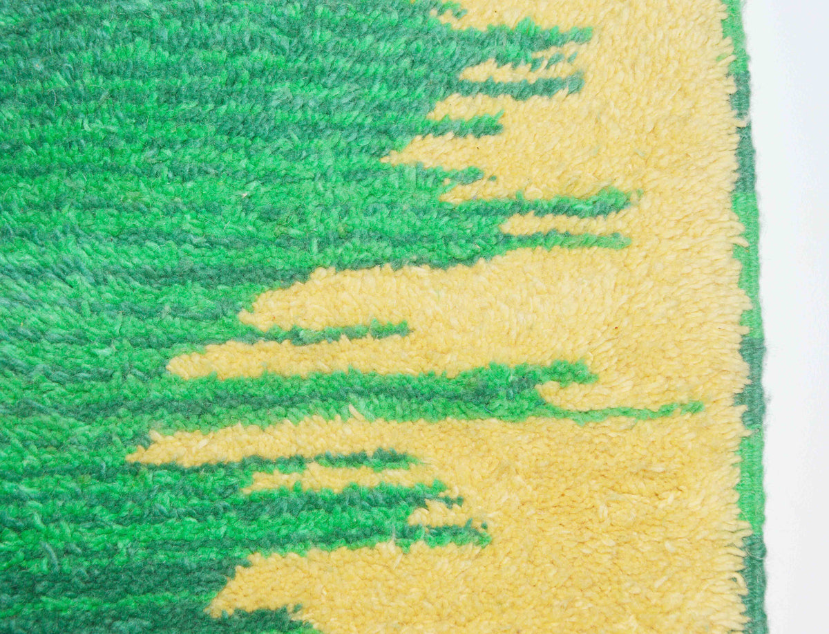 Detail of T36 Green and Yellow Moroccan Rug, 210 × 155 cm.