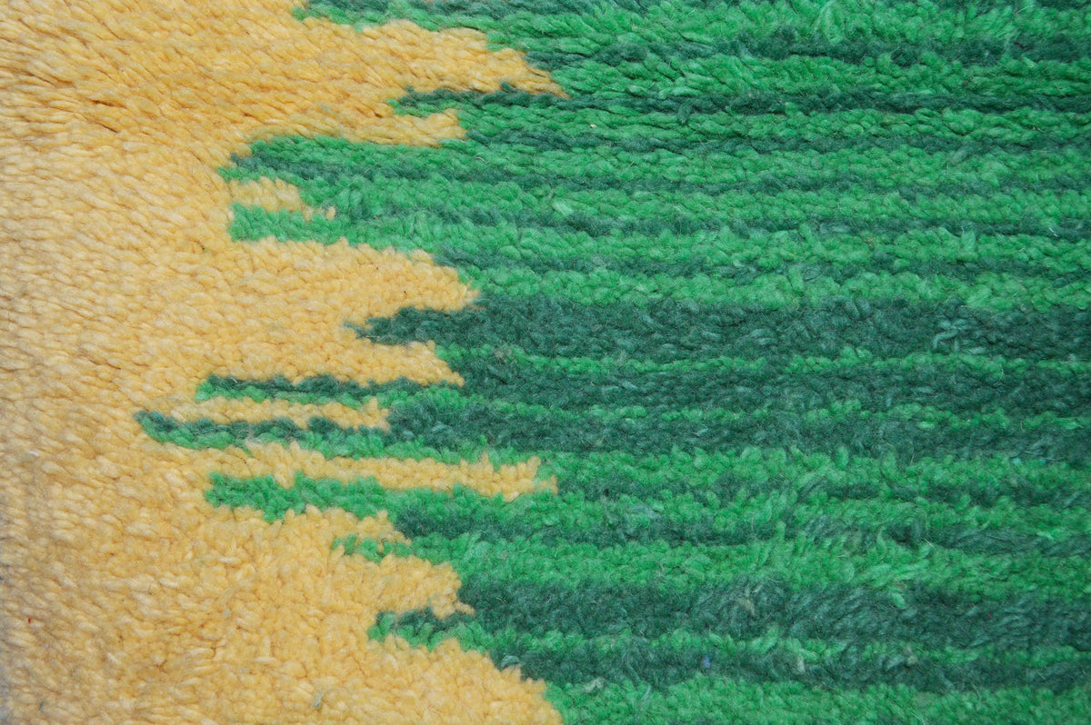 Detail of T36 Green and Yellow Moroccan Rug, 210 × 155 cm.