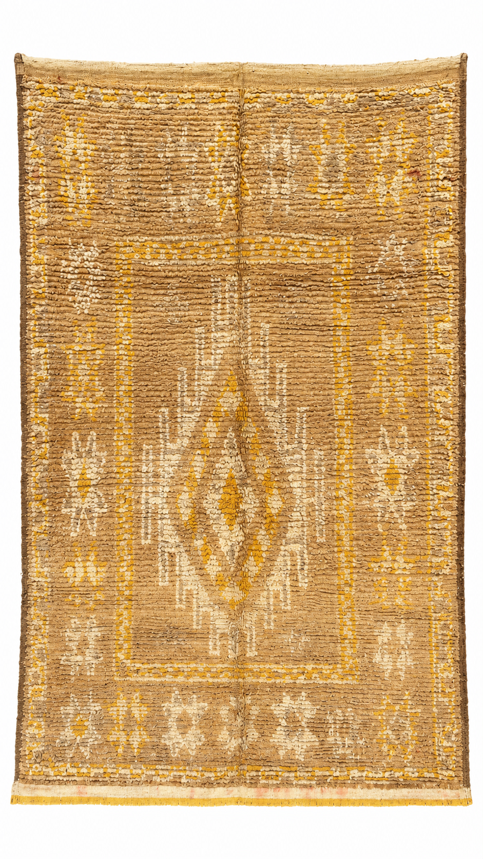 Cream Vintage Moroccan Rug with Yellow Motifs, 290 × 165 cm.