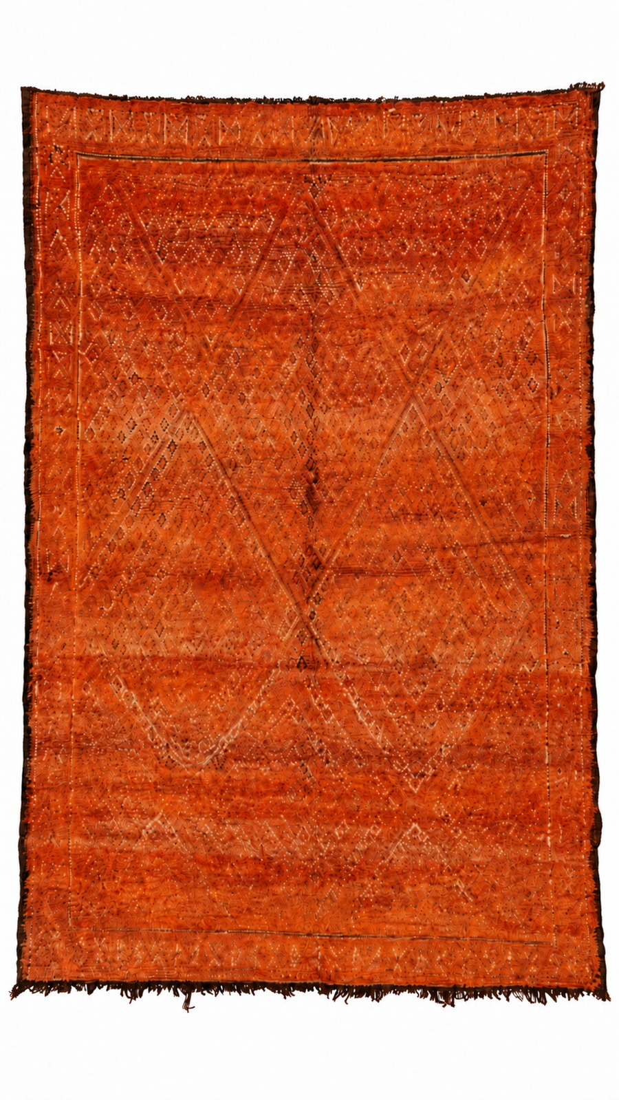 Rust-Orange Vintage Moroccan Rug with Fine Diamond Grid, 294 × 194 cm.