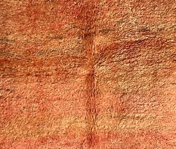 Detail of Peach Pink Vintage Moroccan Rug with Soft Color Gradient, 246 × 167 cm.