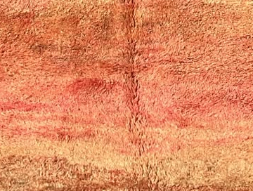 Detail of Peach Pink Vintage Moroccan Rug with Soft Color Gradient, 246 × 167 cm.