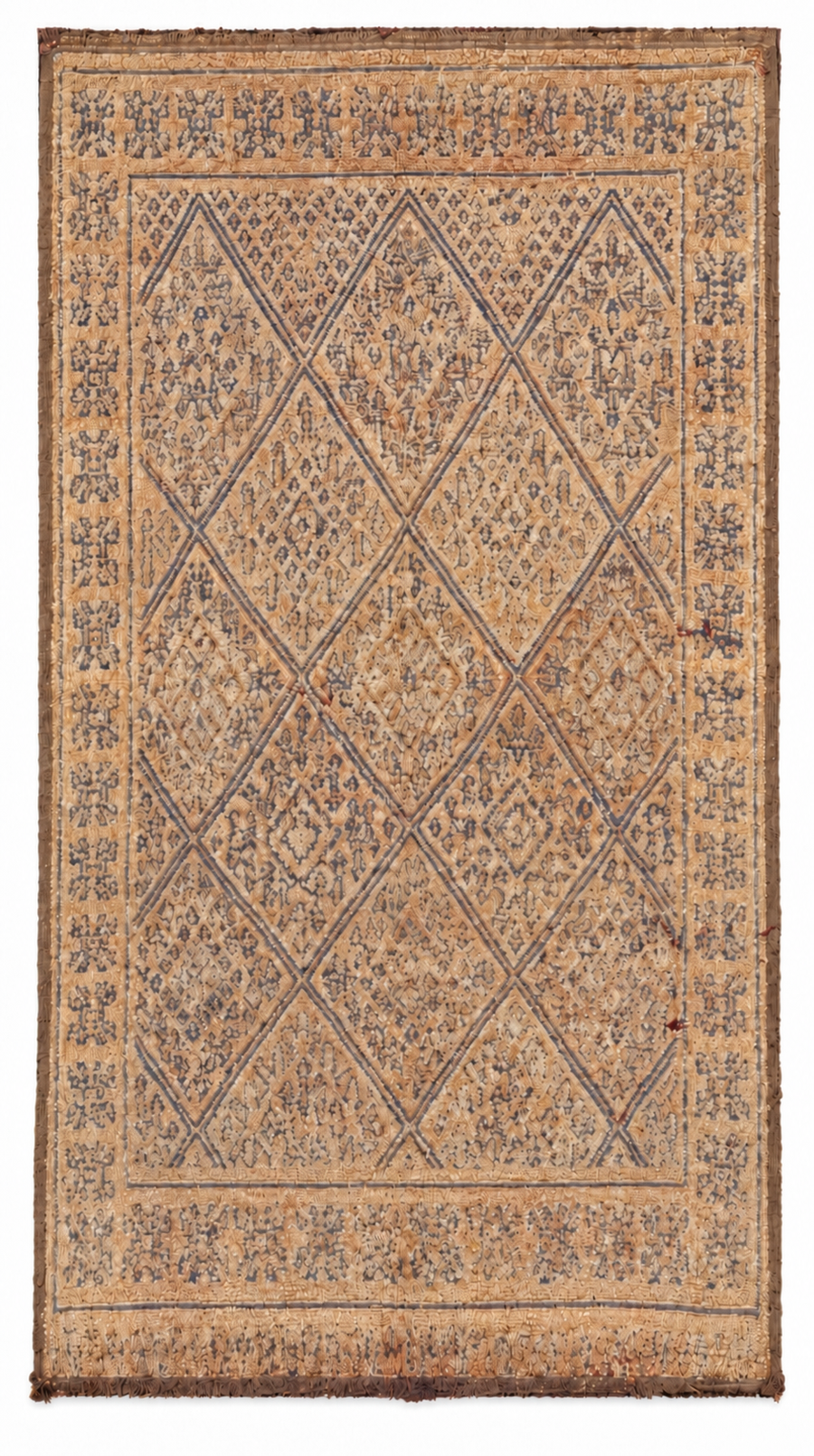 Beige Vintage Moroccan Rug with Large Diamonds, 340 × 190 cm.