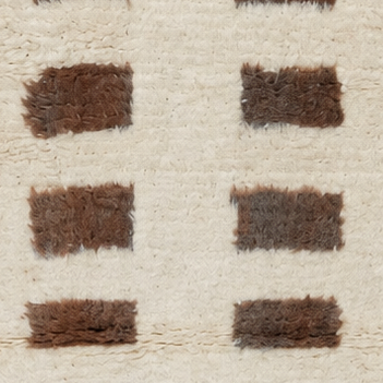 Detail of Cream and Brown Vintage Moroccan Runner with Rectangle Rows, 263 × 80 cm.