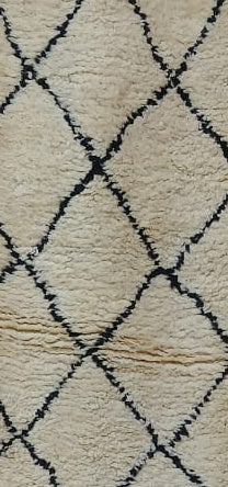 Pattern detail from the original photograph of Cream Vintage Moroccan Runner with Dark Diamonds, 286 × 74 cm.