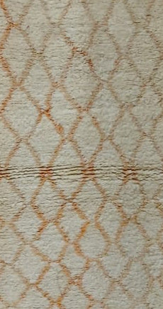 Pattern detail from the original photograph of Cream and Ochre Vintage Moroccan Runner with Diamond Grid, 261 × 80 cm.