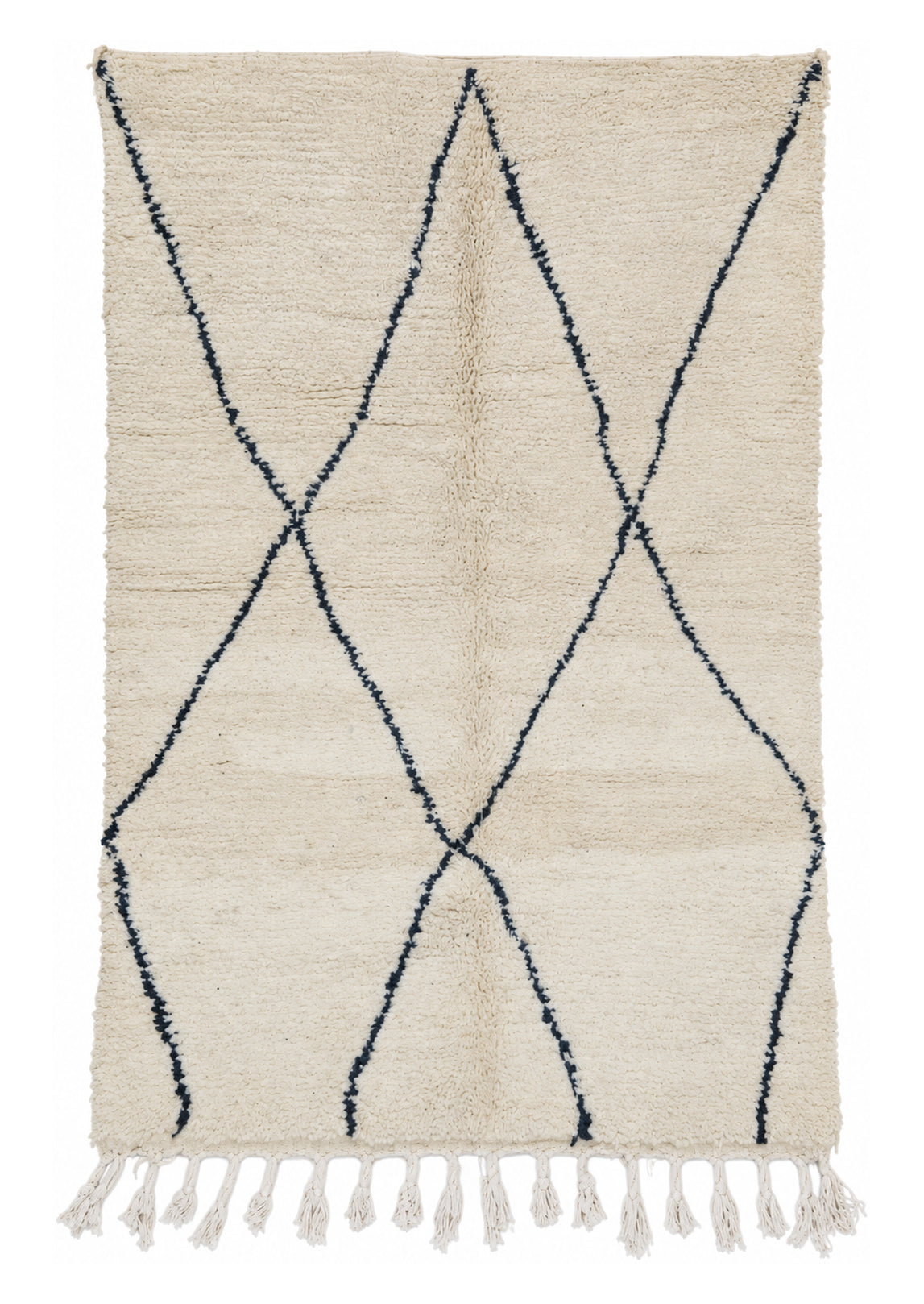 Cream Vintage Beni Ourain Rug with Asymmetrical Diamonds, 250 × 163 cm.