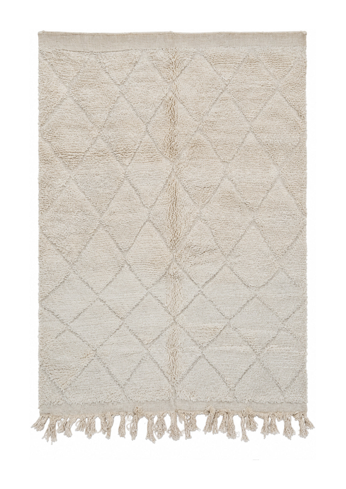 Cream Vintage Beni Ourain Rug with Subtle Diamonds, 270 × 190 cm.