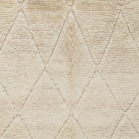 Detail of Cream Vintage Beni Ourain Rug with Tonal Diamonds, 305 × 195 cm.