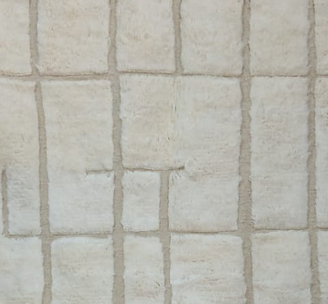 Pattern detail from the original photograph of Cream Vintage Beni Ourain Rug with Light Line Grid, 244 × 158 cm.