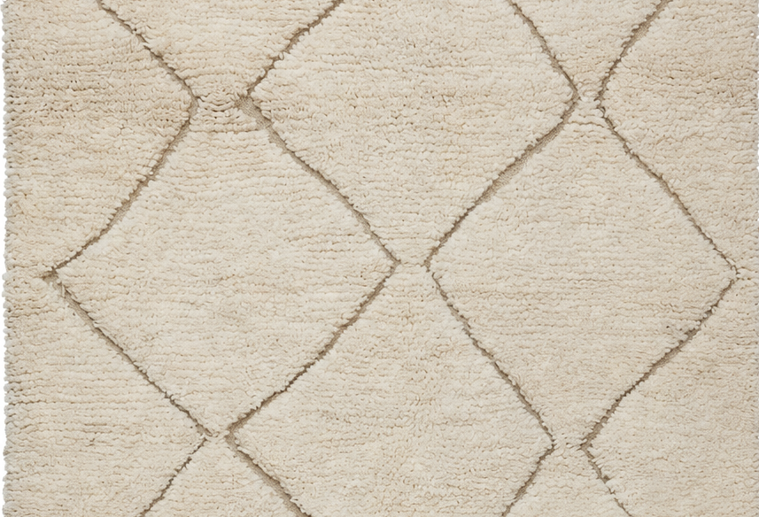 Detail of Cream and Taupe Vintage Beni Ourain Rug with Fine Diamonds, 250 × 162 cm.