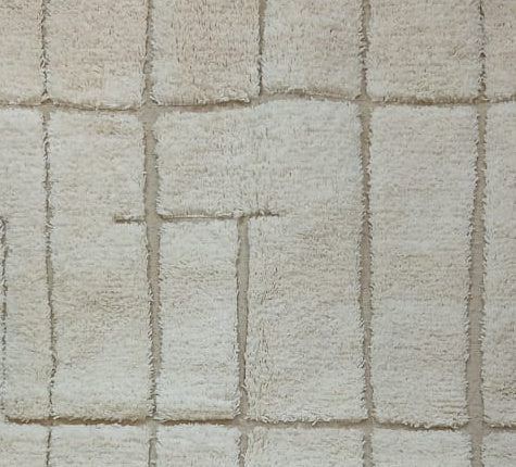Pattern detail from the original photograph of Cream and Taupe Vintage Beni Ourain Rug with Open Grid, 237 × 156 cm.