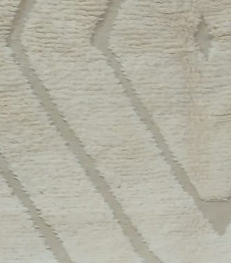 Pile texture detail of Cream and Taupe Vintage Beni Ourain Rug with Diamonds and Zigzags, 237 × 150 cm.