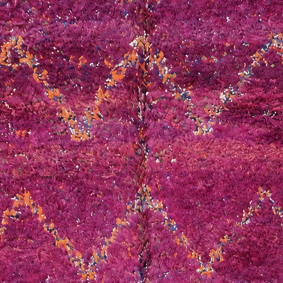 Detail of Magenta Vintage Moroccan Rug with Light Diamonds, 335 × 174 cm.