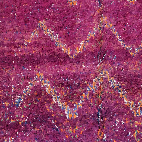 Detail of Magenta Vintage Moroccan Rug with Light Diamonds, 335 × 174 cm.