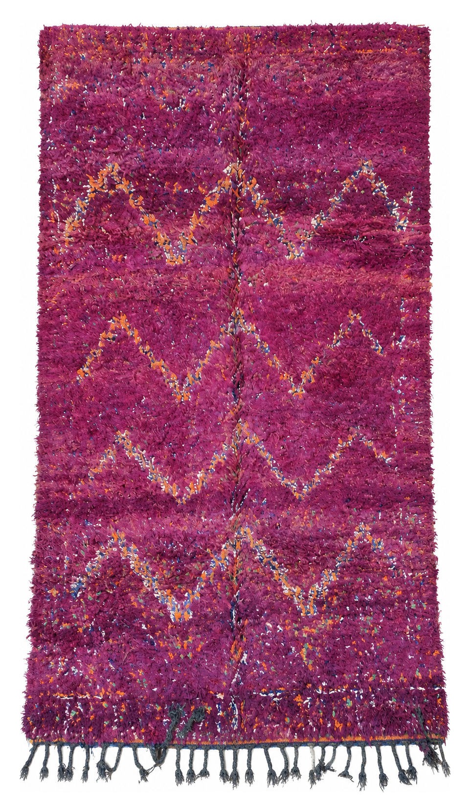 Magenta Vintage Moroccan Rug with Light Diamonds, 335 × 174 cm.
