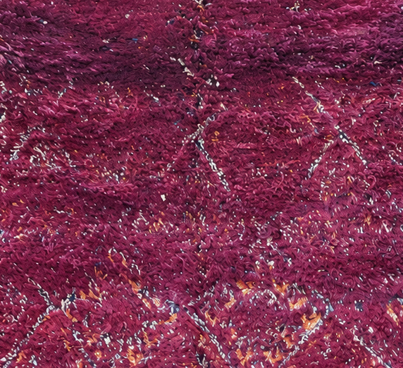 Detail of Plum Vintage Moroccan Rug with Subtle Diamonds, 340 × 190 cm.