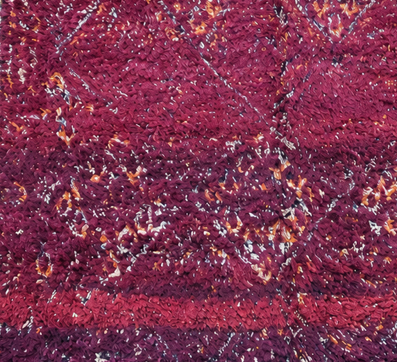 Detail of Plum Vintage Moroccan Rug with Subtle Diamonds, 340 × 190 cm.