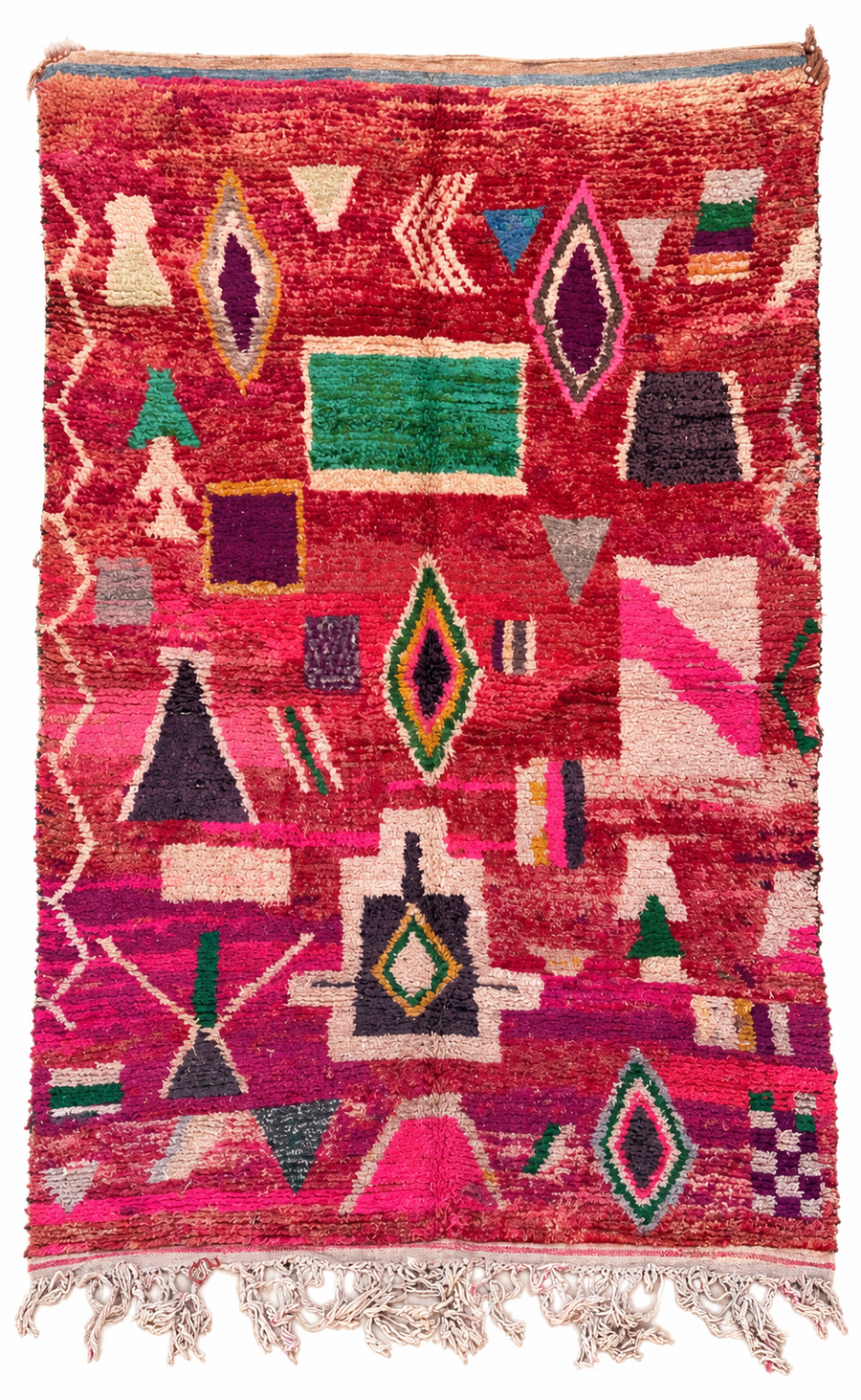 Red Vintage Moroccan Rug with Abstract Symbols, 314 × 193 cm.