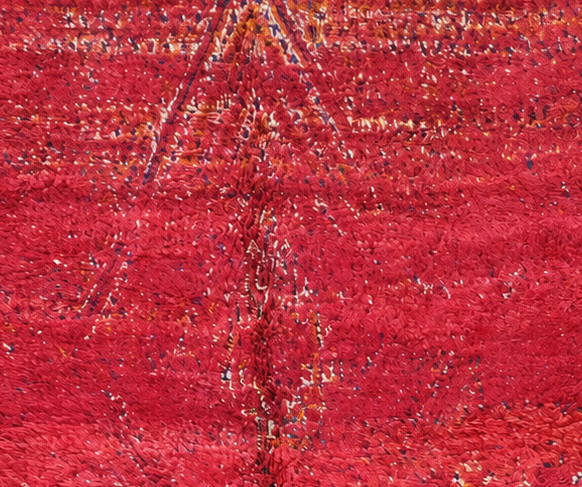 Detail of Red Vintage Moroccan Rug with Subtle Diamonds, 320 × 210 cm.