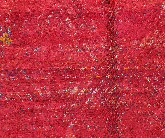 Detail of Red Vintage Moroccan Rug with Subtle Diamonds, 320 × 210 cm.