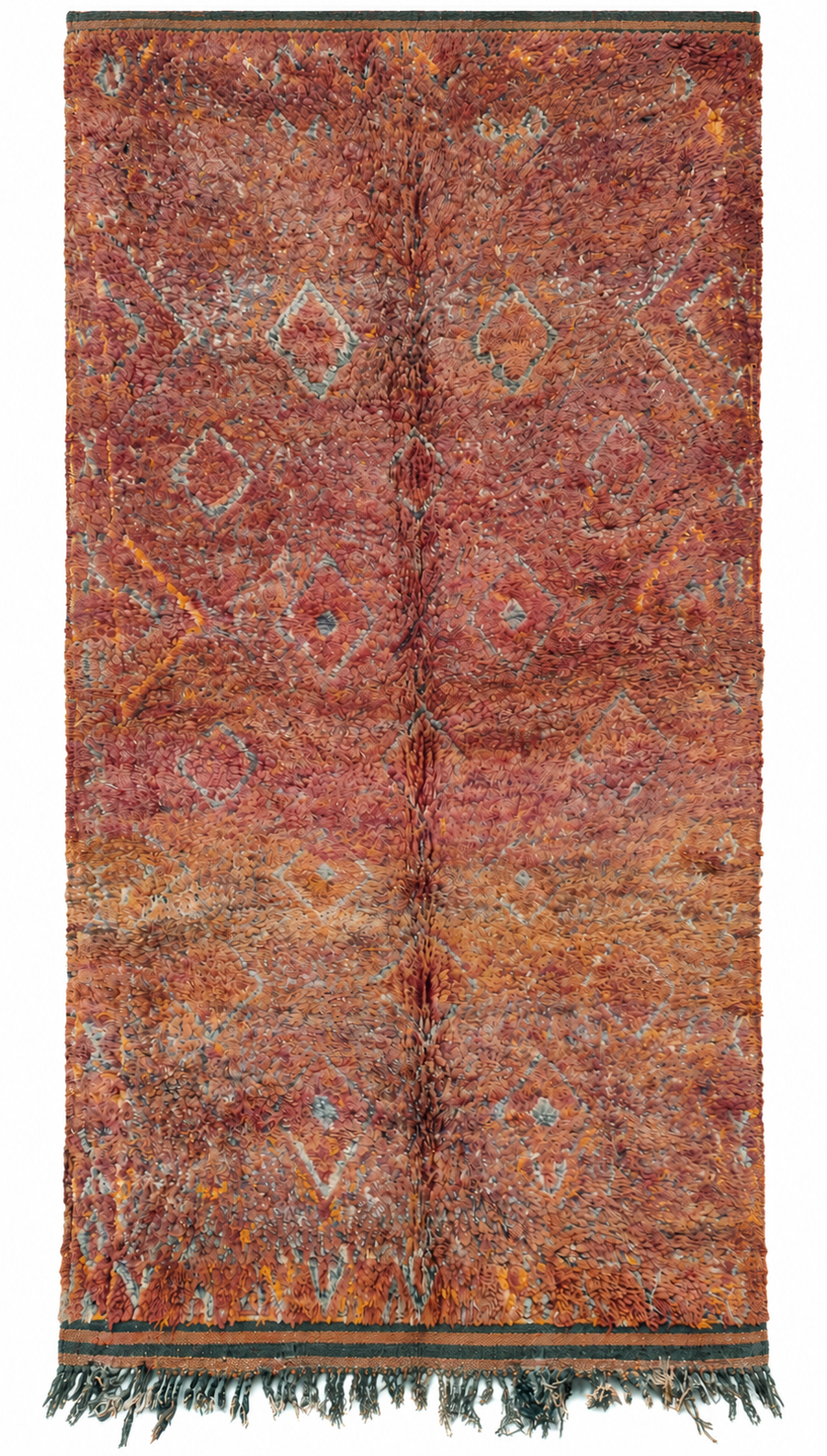 Terracotta Vintage Moroccan Rug with Diamonds, 318 × 166 cm.