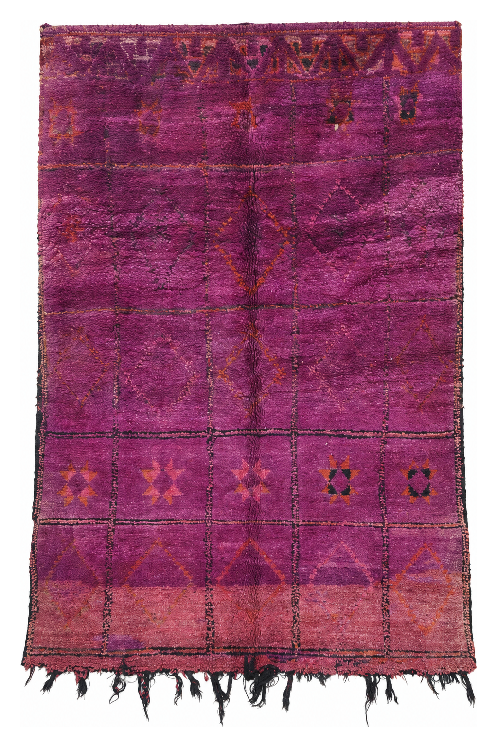 Purple Vintage Moroccan Rug with Freeform Lines, 288 × 180 cm.