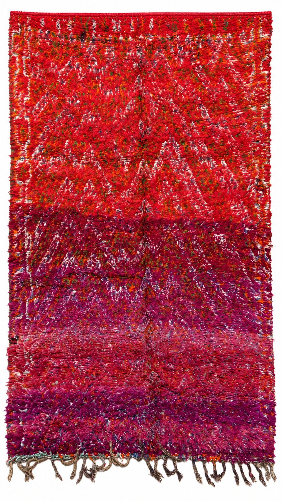 Red and Purple Vintage Moroccan Rug with Color Gradient, 310 × 185 cm.