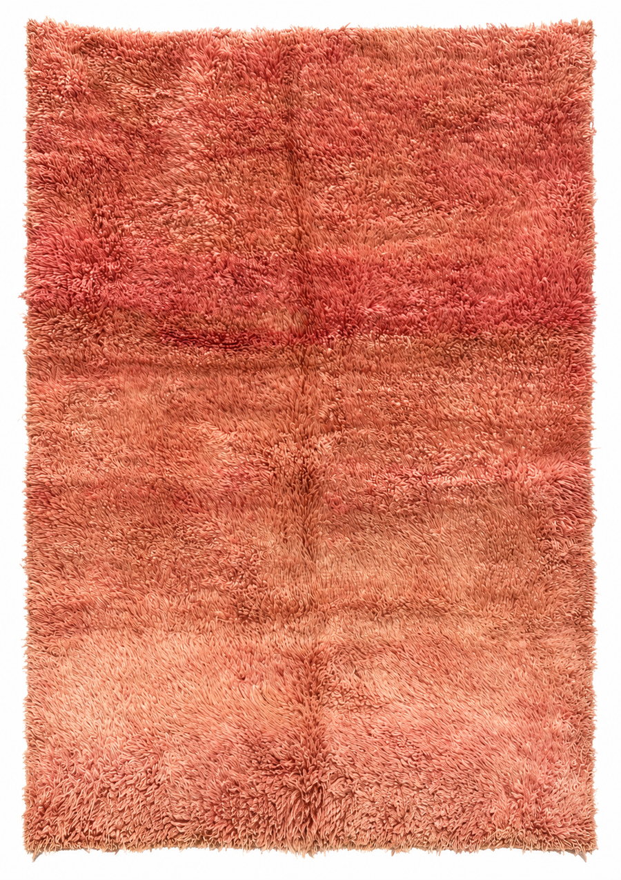 Dusty Pink Vintage Moroccan Rug with Soft Color Changes, 235 × 167 cm.