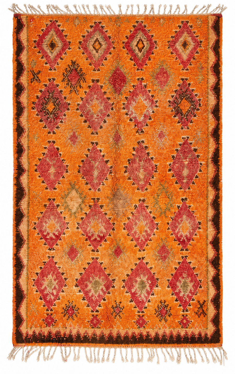 AI-assisted cutout of Orange Vintage Moroccan Rug with Red Diamonds, 190 × 120 cm.