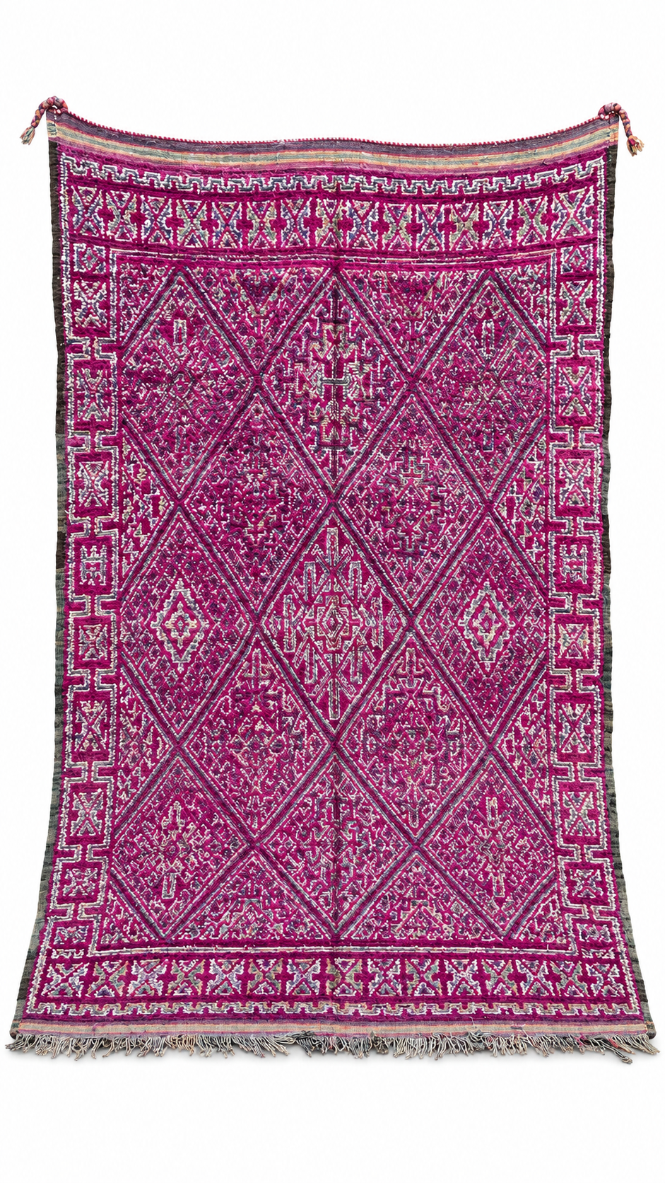Additional view based on the original photograph of Purple Vintage Moroccan Rug with Fine Diamond Pattern, 330 × 196 cm.
