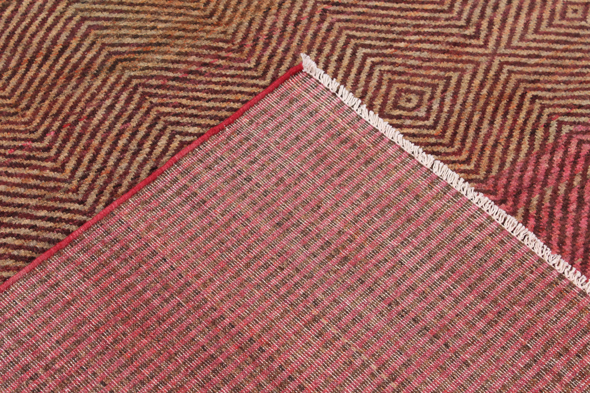 Rust Red Wool Rug with Fine Linear Detail, 307 × 235 cm, view 5.