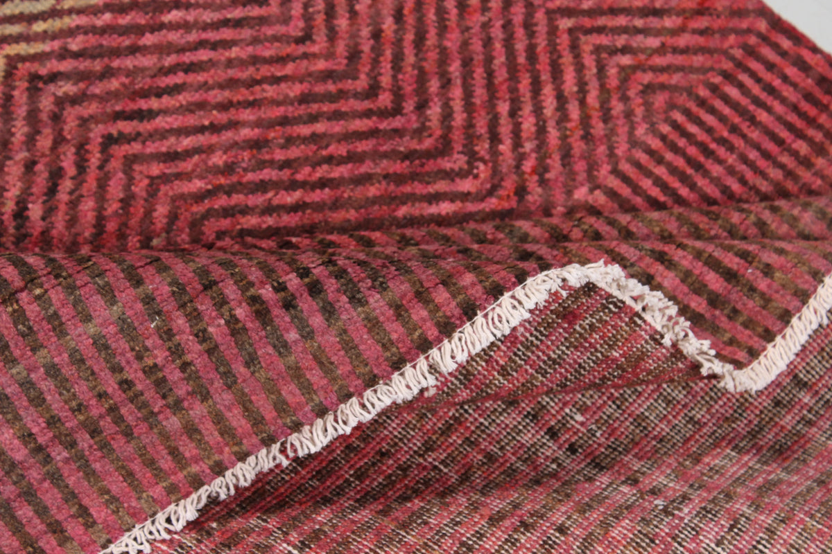 Rust Red Wool Rug with Fine Linear Detail, 307 × 235 cm, view 8.
