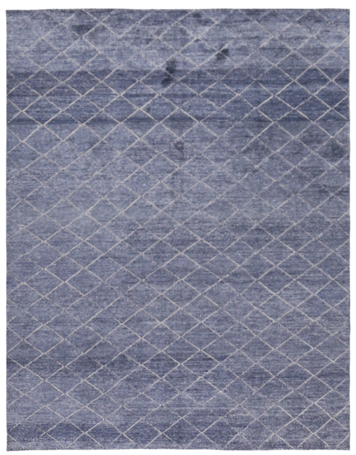 Blue Afghan Rug with a Fine Diamond Lattice, 300 × 238 cm, overall view.