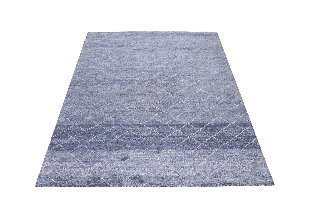 Blue Afghan Rug with a Fine Diamond Lattice, 300 × 238 cm, view 2.