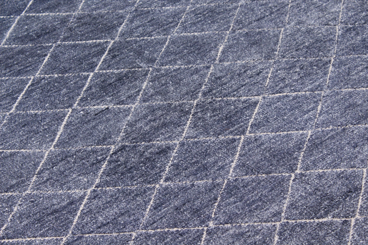 Blue Afghan Rug with a Fine Diamond Lattice, 300 × 238 cm, view 4.