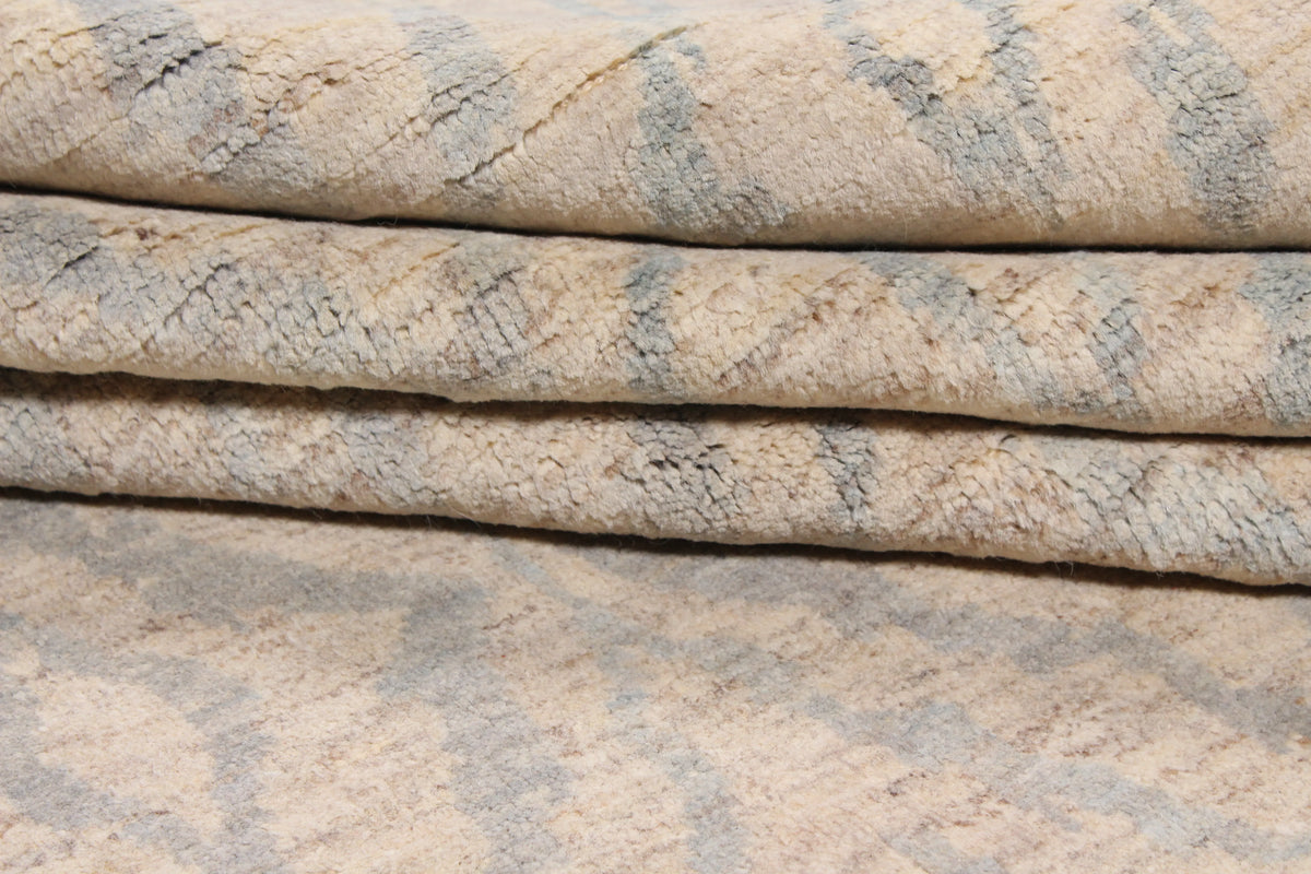 Beige Afghan Rug with Gray Diamonds, 306 × 235 cm, view 9.